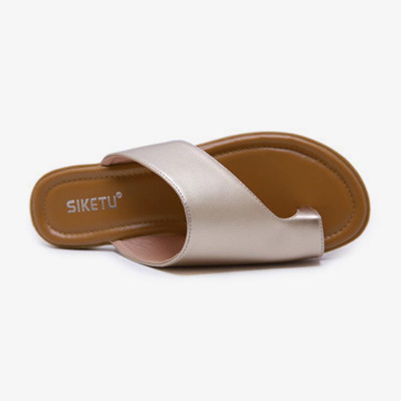 Sandalias Planas De Verano Casuales De Color Puro Con Punta De Clip Para Mujer