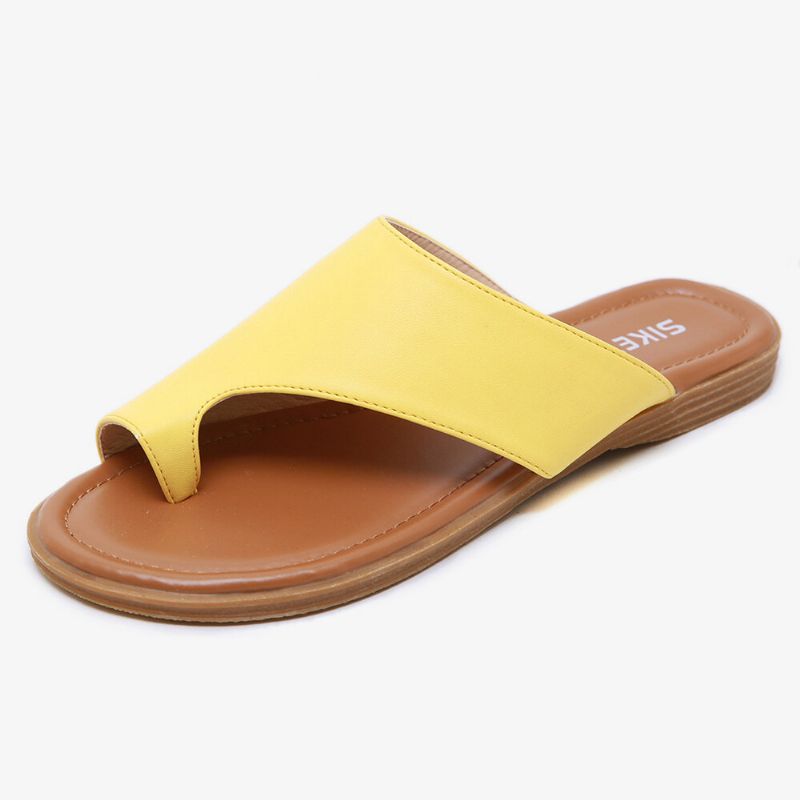 Sandalias Planas De Verano Casuales De Color Puro Con Punta De Clip Para Mujer