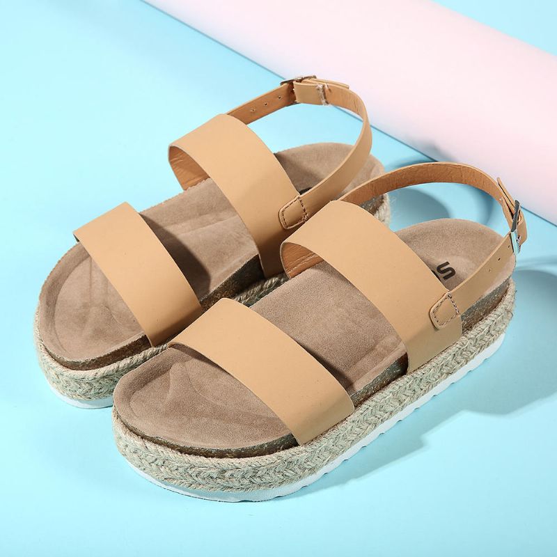 Sandalias De Plataforma Para Mujer Zapatos De Punta Abierta Con Hebilla Ajustable