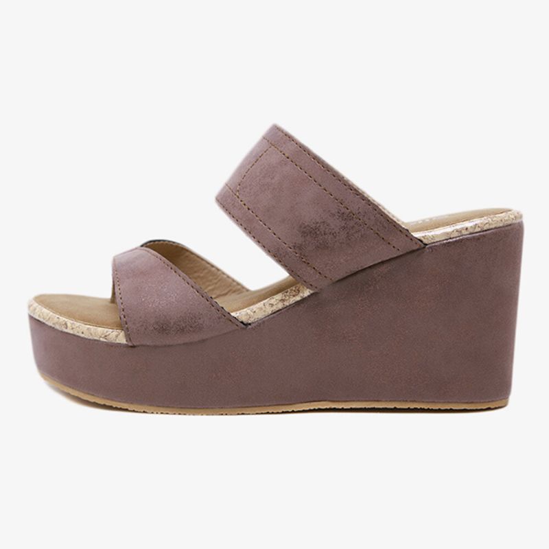 Sandalias De Plataforma De Verano Cómodas Con Costura De Talla Grande De Color Liso Con Punta De Clip Para Mujer