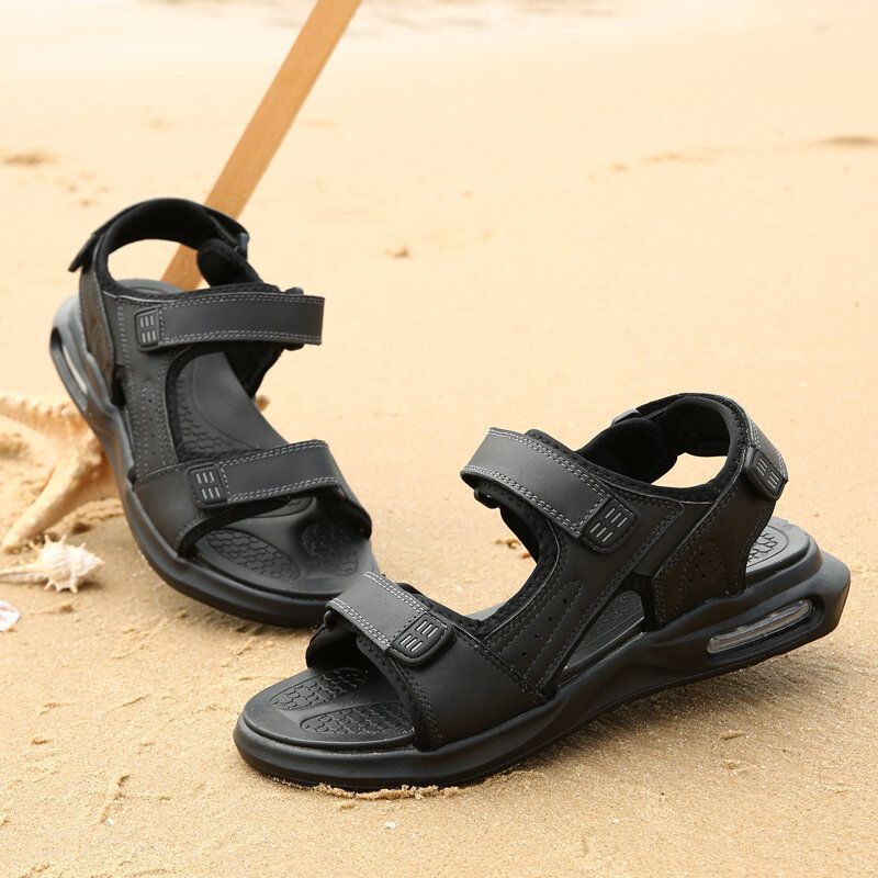 Sandalias De Playa De Cuero Con Bucle De Gancho Acolchadas Para Deportes Al Aire Libre Para Hombres