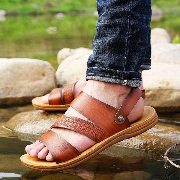 Sandalias De Playa De Dos Vías Con Suela Suave Para Hombre