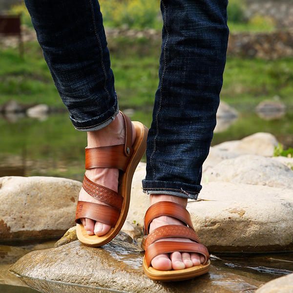 Sandalias De Playa De Dos Vías Con Suela Suave Para Hombre