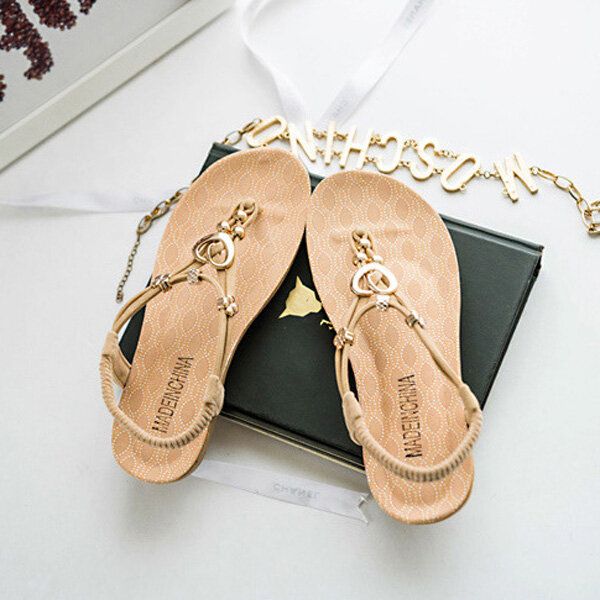 Sandalias De Playa Elegantes De Verano Para Mujer Sandalias De Bohemia Con Correa Chanclas Planas