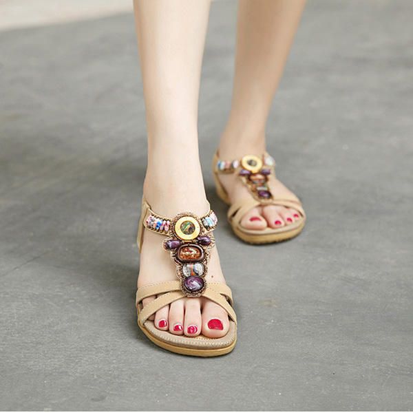 Sandalias De Playa De Ocio De Verano Para Mujer Zapatos Elegantes Con Punta Abierta Sandalias Planas Casuales