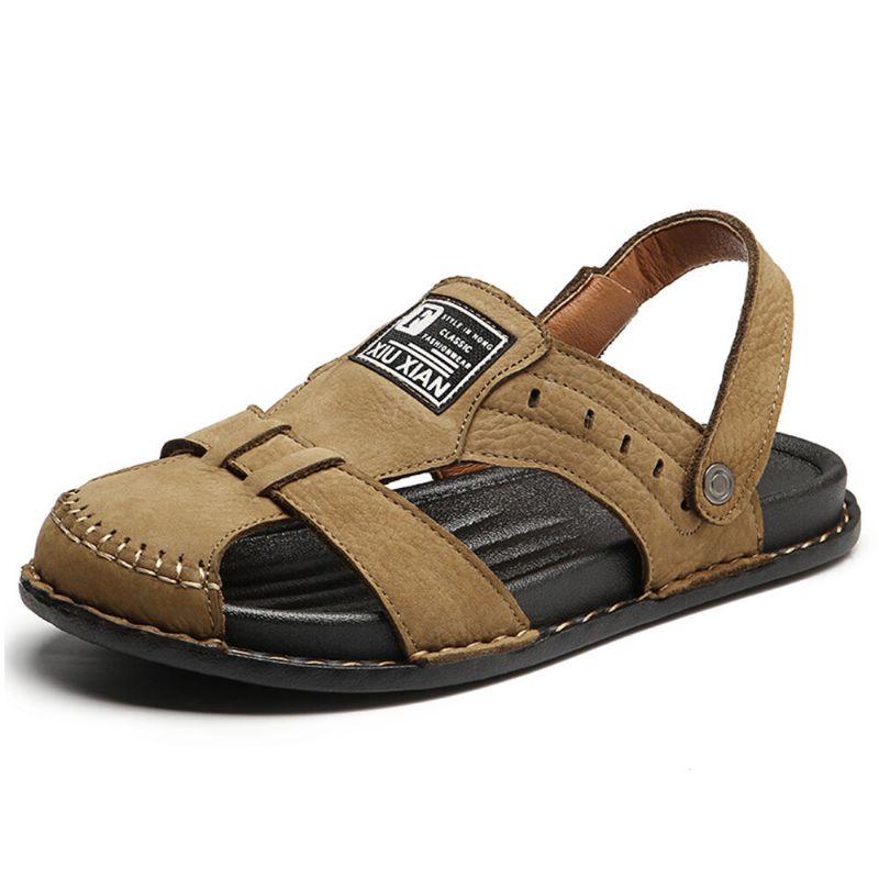 Sandalias De Playa De Pesca De Suela Suave Informal De Cuero De Vaca Para Hombre