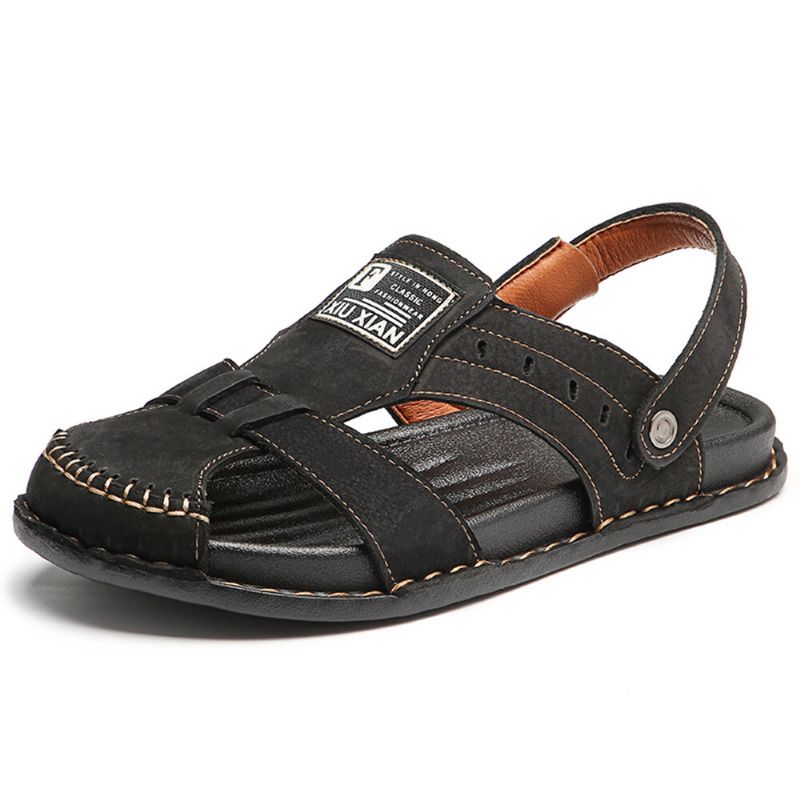 Sandalias De Playa De Pesca De Suela Suave Informal De Cuero De Vaca Para Hombre