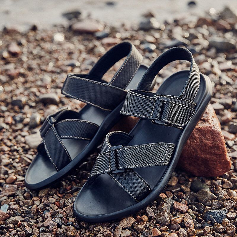 Sandalias De Playa De Piel De Vaca Con Plantilla Suave Informal Clásica Para Hombre