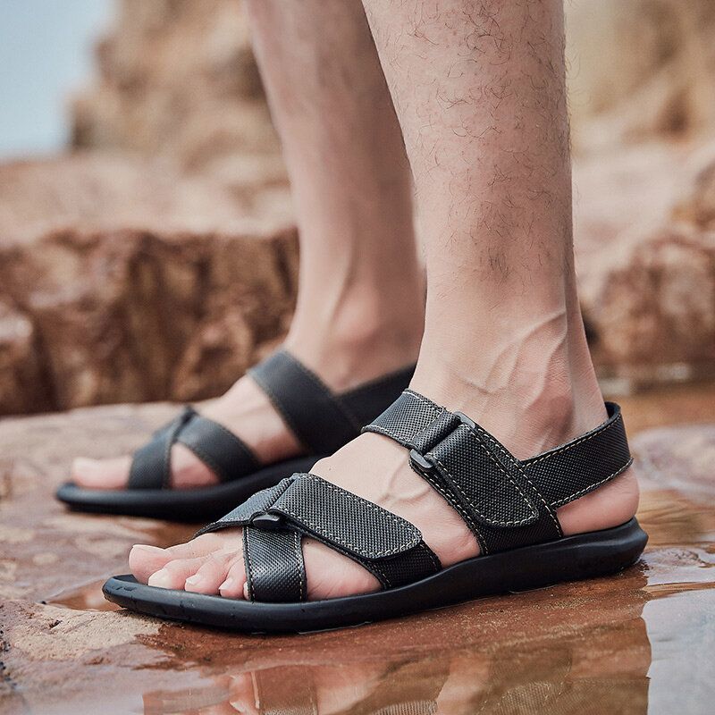 Sandalias De Playa De Piel De Vaca Con Plantilla Suave Informal Clásica Para Hombre