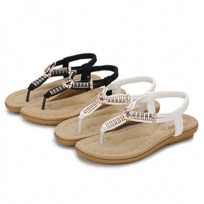 Sandalias De Playa Planas Con Punta De Clip Bohemia Para Mujer