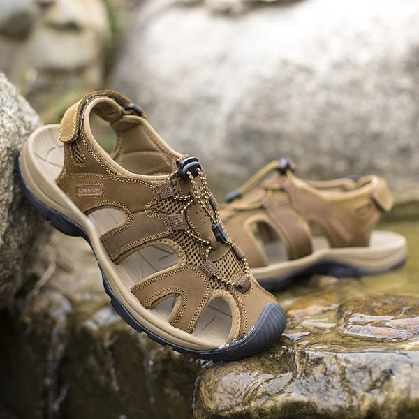 Sandalias De Playa De Verano Para Hombre Zapatos De Cuero Con Ajuste De Palo Mágico