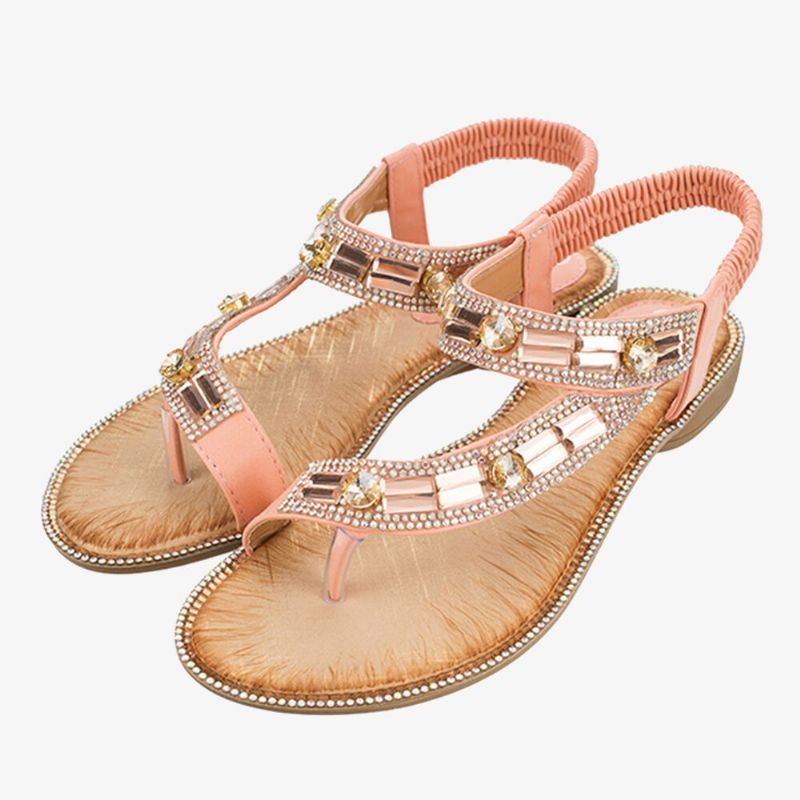 Sandalias De Punta Con Clip De Bohemia De Diamantes De Imitación De Moda Para Mujer