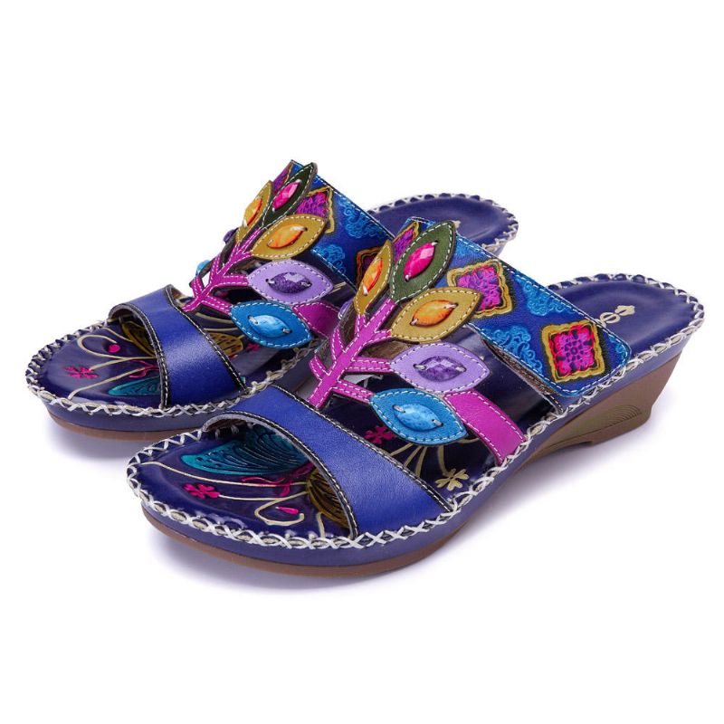 Sandalias Suaves Bohemias Hechas A Mano De Cuero Genuino Con Gancho Para Zapatos Para Mujer