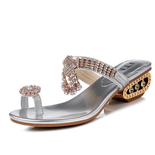 Sandalias Suaves Con Punta De Clip Casual De Cristal Para Mujer