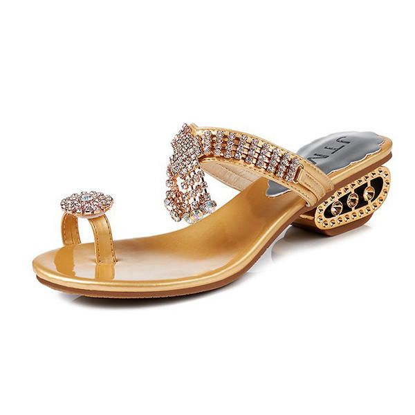 Sandalias Suaves Con Punta De Clip Casual De Cristal Para Mujer