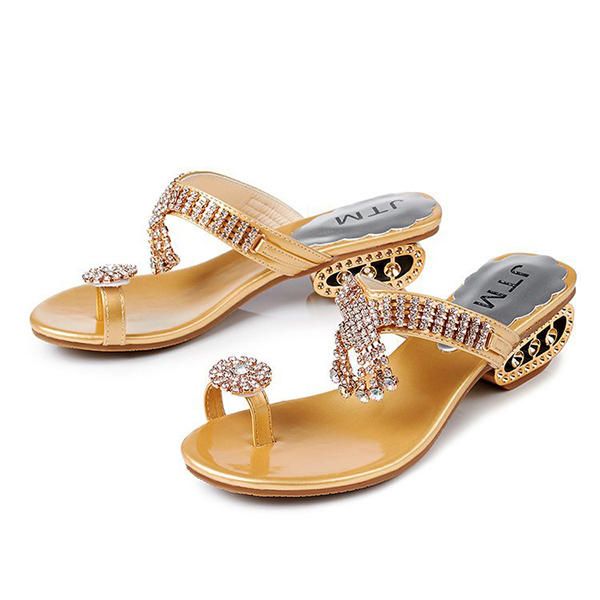 Sandalias Suaves Con Punta De Clip Casual De Cristal Para Mujer