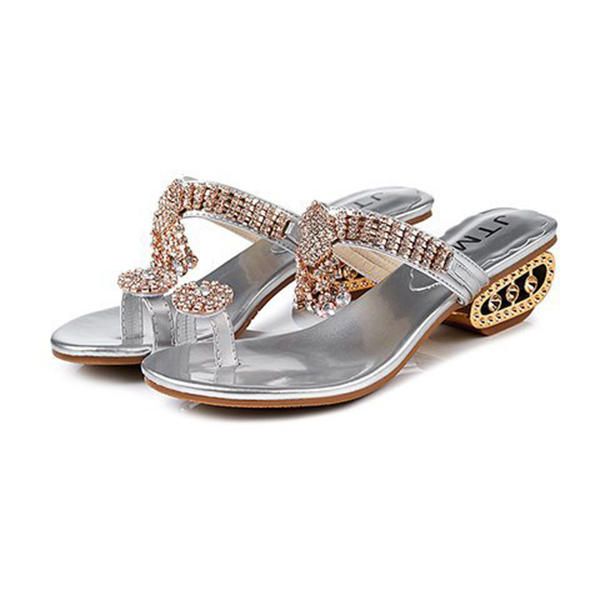 Sandalias Suaves Con Punta De Clip Casual De Cristal Para Mujer