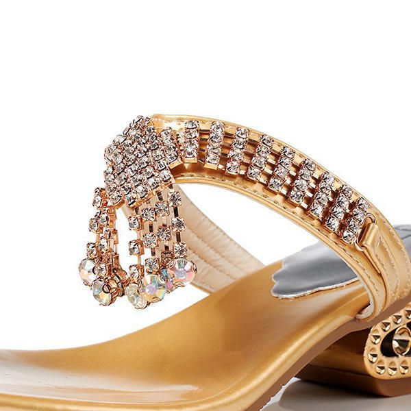 Sandalias Suaves Con Punta De Clip Casual De Cristal Para Mujer