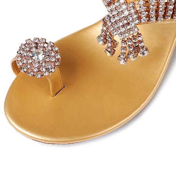 Sandalias Suaves Con Punta De Clip Casual De Cristal Para Mujer