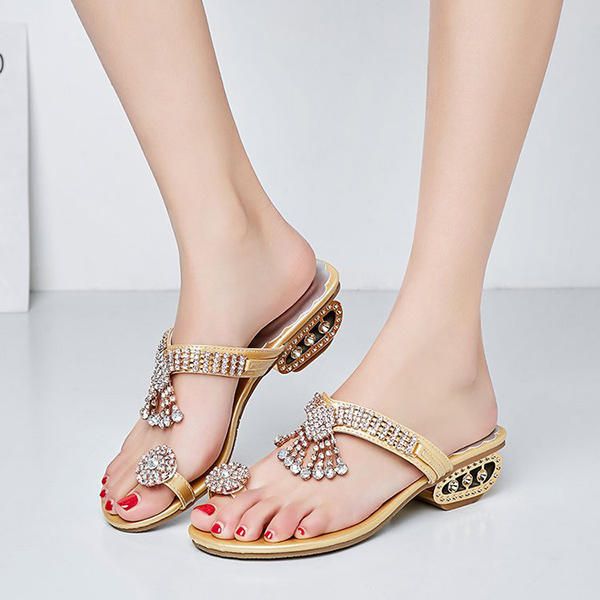 Sandalias Suaves Con Punta De Clip Casual De Cristal Para Mujer