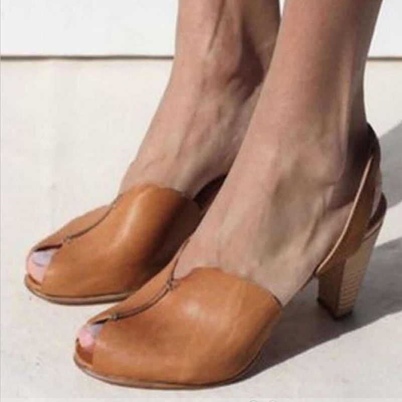 Sandalias De Tacón De Boca De Pez Suave De Moda De Mujer De Gran Tamaño