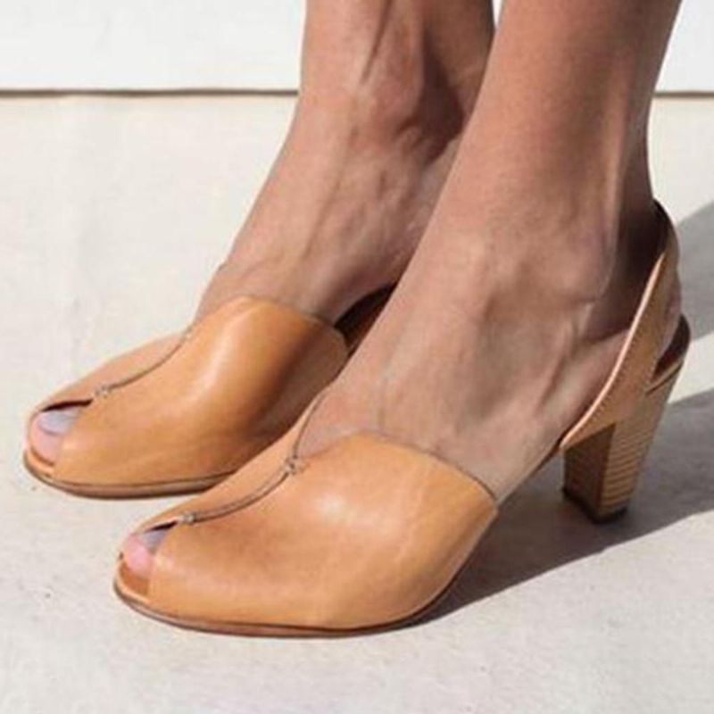 Sandalias De Tacón De Boca De Pez Suave De Moda De Mujer De Gran Tamaño