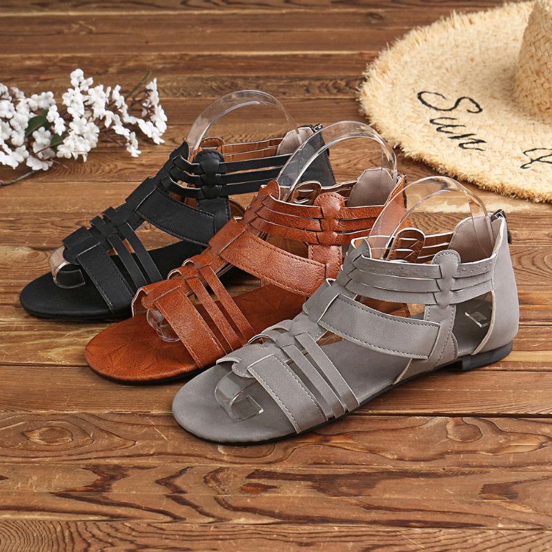 Sandalias De Verano Suaves Con Tiras Romanas Para Mujer