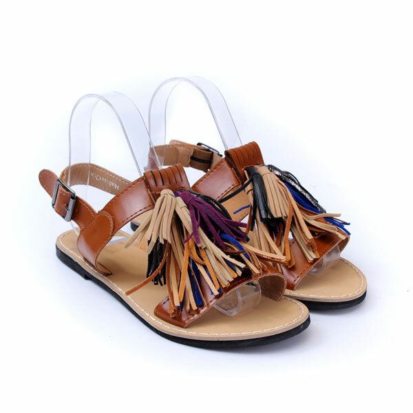 Verano Mujer Borlas Fringe Slingback Sandalias Planas Mocasines Zapatos