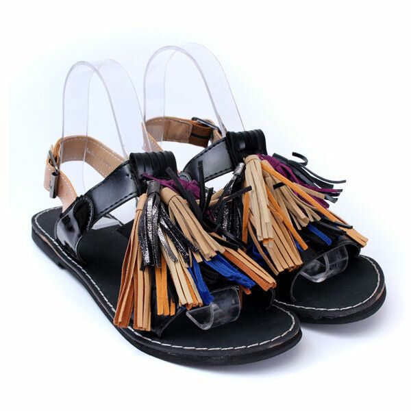 Verano Mujer Borlas Fringe Slingback Sandalias Planas Mocasines Zapatos