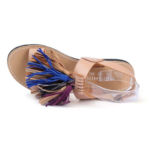 Verano Mujer Borlas Fringe Slingback Sandalias Planas Mocasines Zapatos