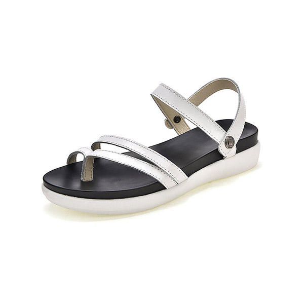 Verano Slingback Cuero Vestido Al Aire Libre Sandalias Casuales De Tacón Plano Con Tachuelas Para Mujer