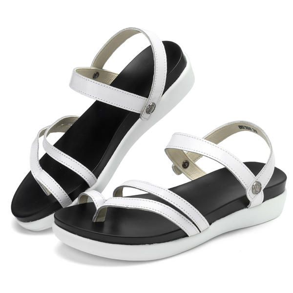 Verano Slingback Cuero Vestido Al Aire Libre Sandalias Casuales De Tacón Plano Con Tachuelas Para Mujer