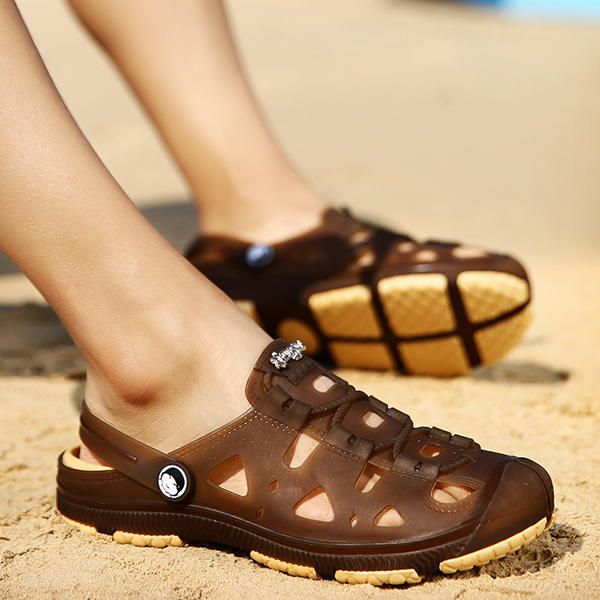 Zapatillas De Playa Para Hombre Ahuecadas Sandalias De Verano Al Aire Libre