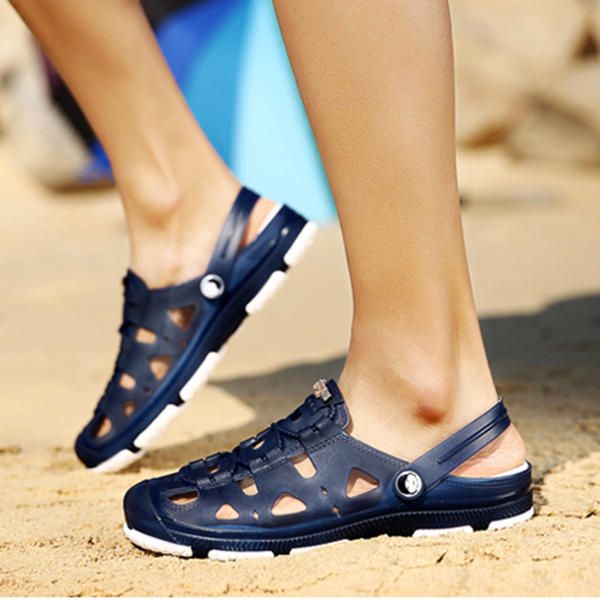 Zapatillas De Playa Para Hombre Ahuecadas Sandalias De Verano Al Aire Libre