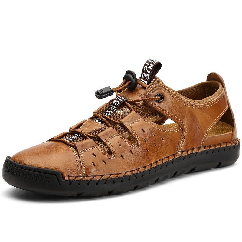 Zapatos Casuales Suaves Ahuecados De Cuero Genuino Para Hombres