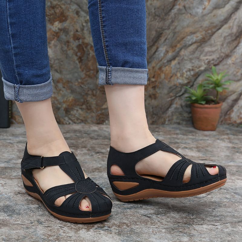 Zapatos De Cuña De Mujer Empalme Sandalias Cómodas Informales