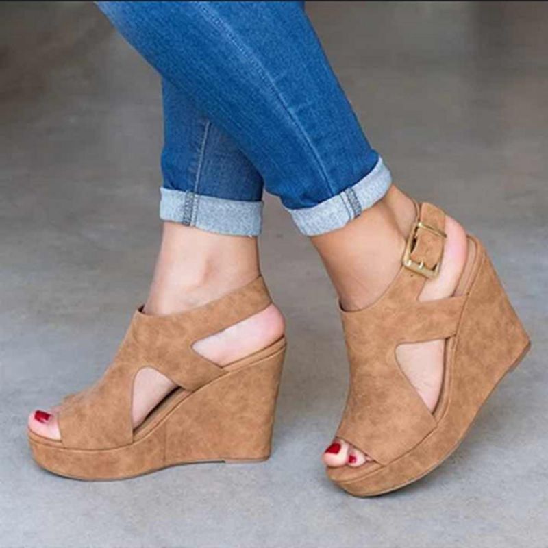 Zapatos De Plataforma De Mujer Sandalias De Tacón De Cuña Sandalias De Píos