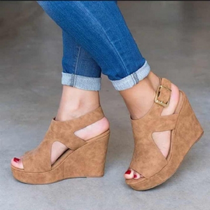 Zapatos De Plataforma De Mujer Sandalias De Tacón De Cuña Sandalias De Píos