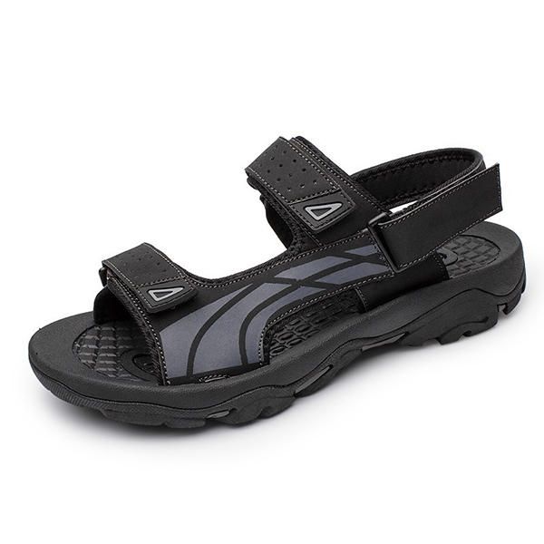 Zapatos De Playa Cómodos Para Hombre Sandalias De Cuero Con Lazo De Gancho Informal