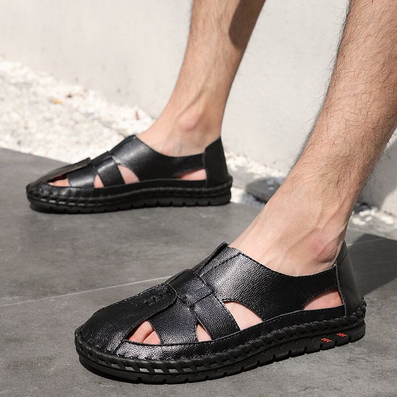 Zapatos De Playa Para Exteriores Ligeros Transpirables Y Casuales De Cuero Para Hombres