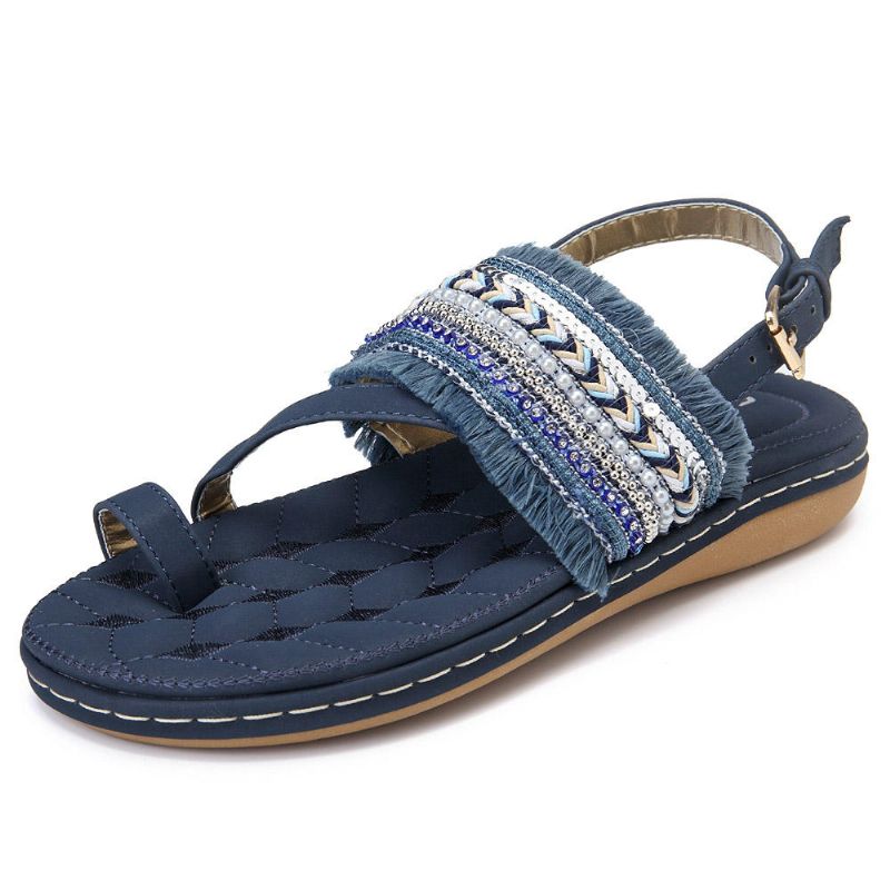 Zapatos De Playa De Verano Sandalias Planas Informales Bohemias Para Mujer