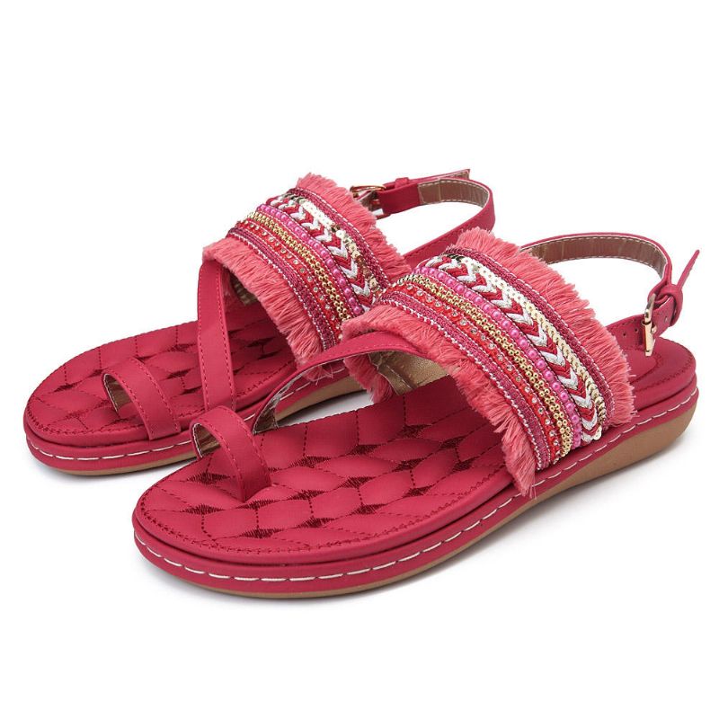 Zapatos De Playa De Verano Sandalias Planas Informales Bohemias Para Mujer