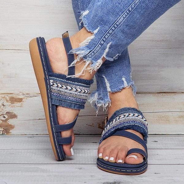 Zapatos De Playa De Verano Sandalias Planas Informales Bohemias Para Mujer