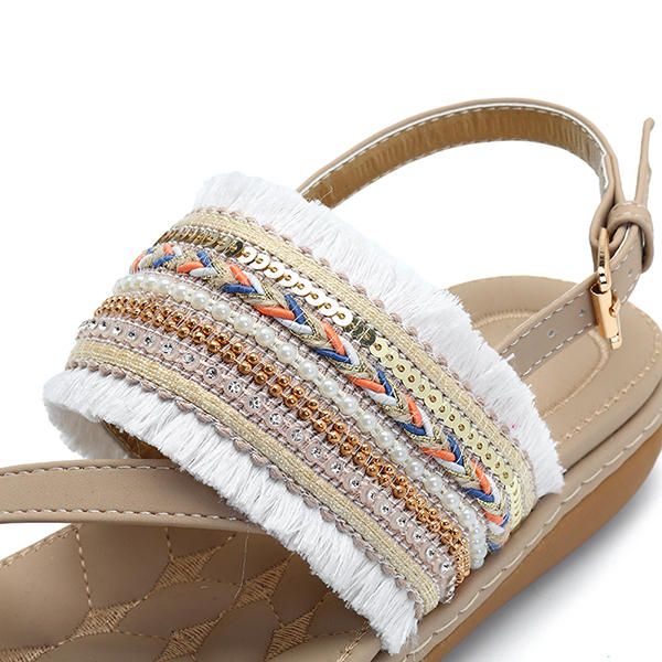 Zapatos De Playa De Verano Sandalias Planas Informales Bohemias Para Mujer