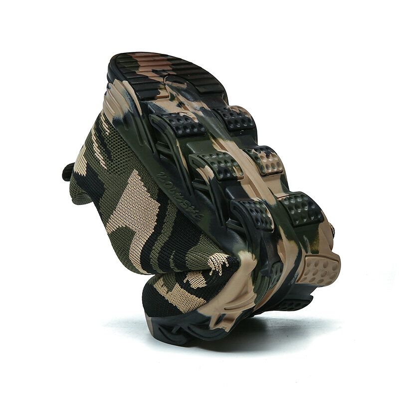 Hombres Camuflaje Tejido De Punto Transpirable Antideslizante Zapatos Para Correr Casuales Suaves