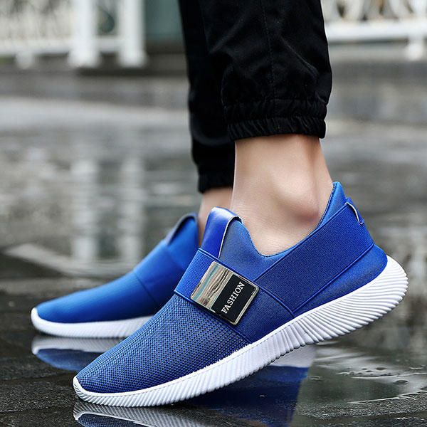 Hombres Casual Tela Elástica Slip On Athletic Sneakers Calzado Deportivo