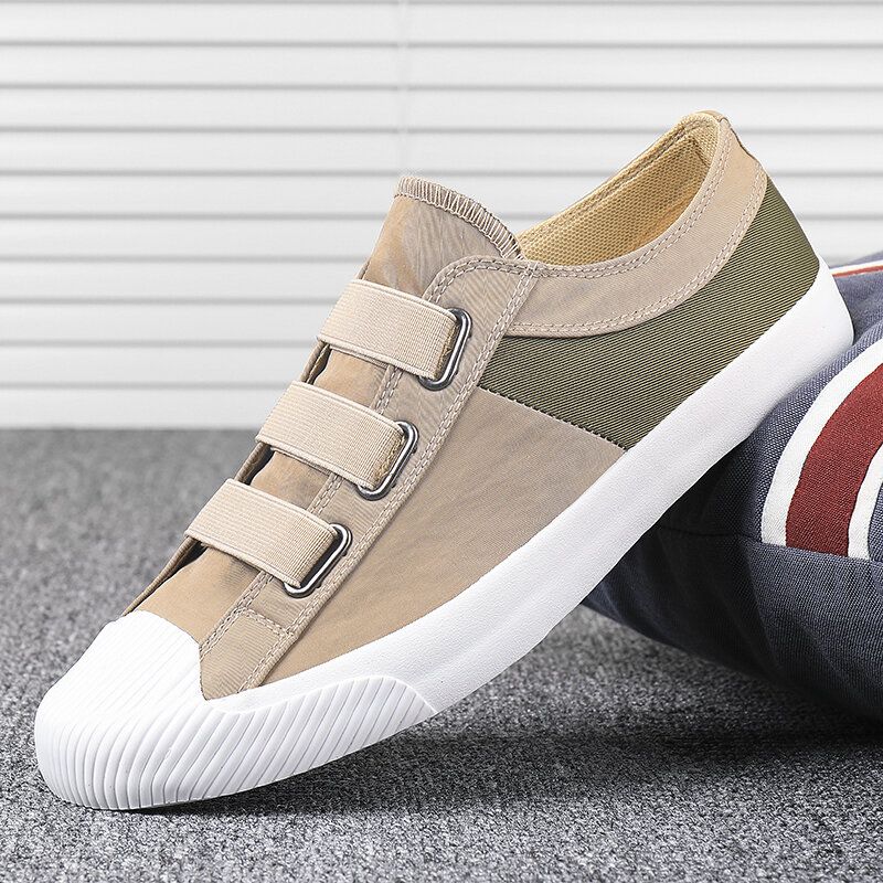 Hombres Colorblock Cómodo Y Transpirable Banda Elástica Slip On Casual Daily Canvas Sneakers