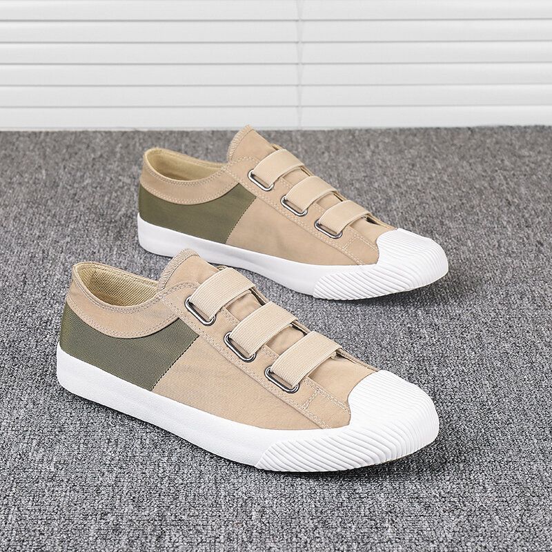 Hombres Colorblock Cómodo Y Transpirable Banda Elástica Slip On Casual Daily Canvas Sneakers