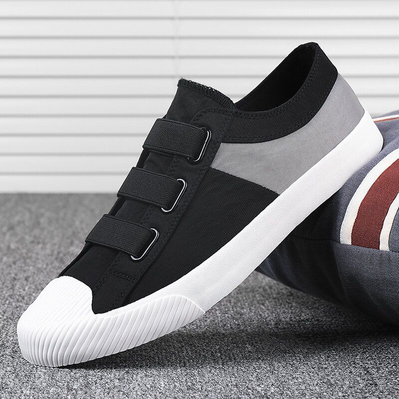 Hombres Colorblock Cómodo Y Transpirable Banda Elástica Slip On Casual Daily Canvas Sneakers