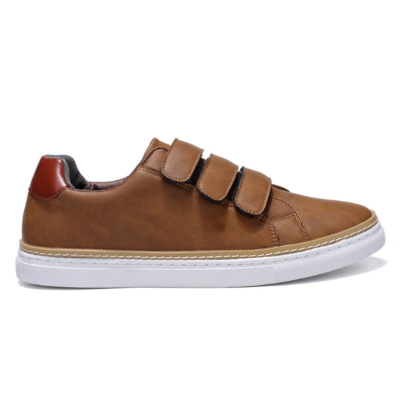 Hombres De Cuero De Microfibra Antideslizante Hook Loop Soft Casual Sneakers